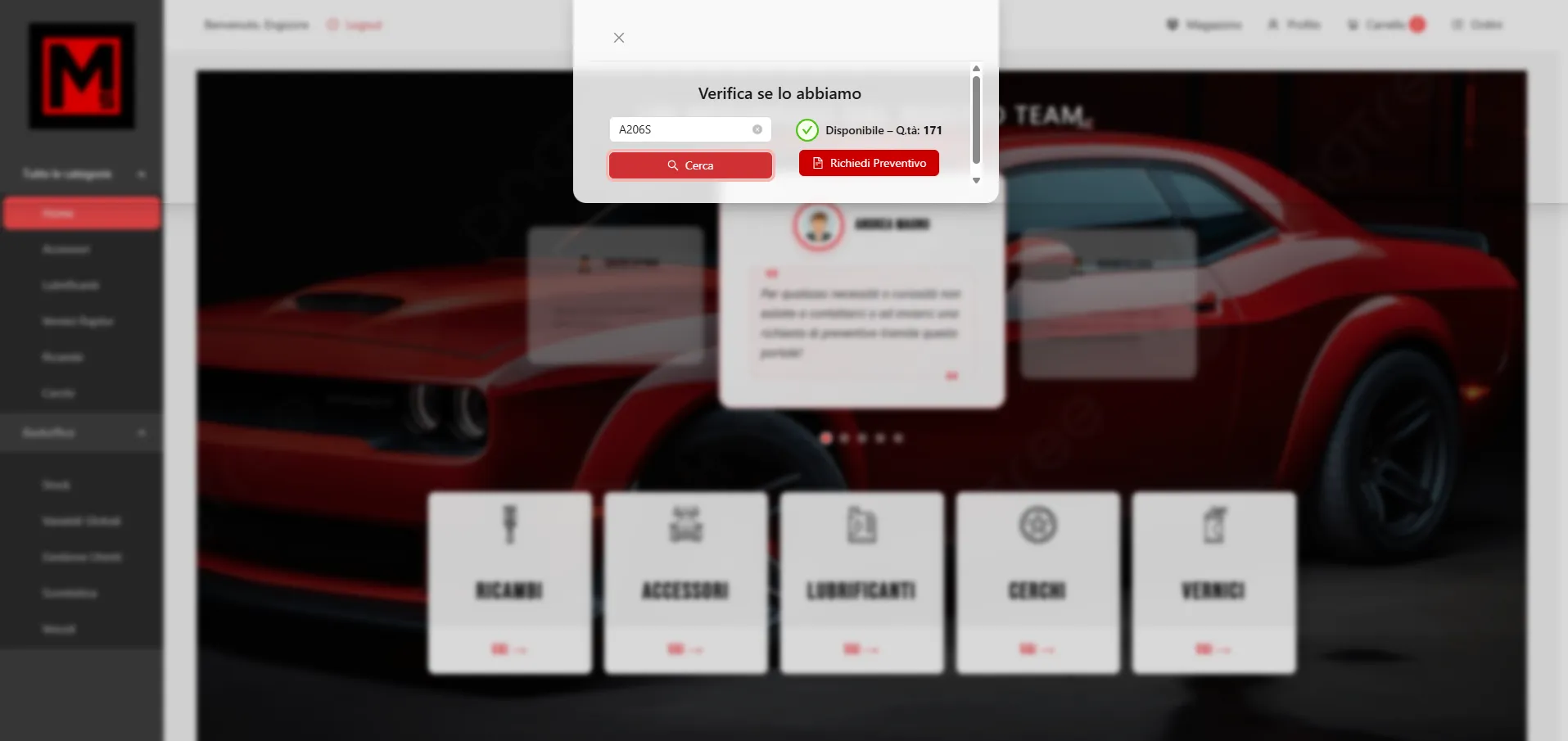 Dashboard monitoraggio magazzino real-time